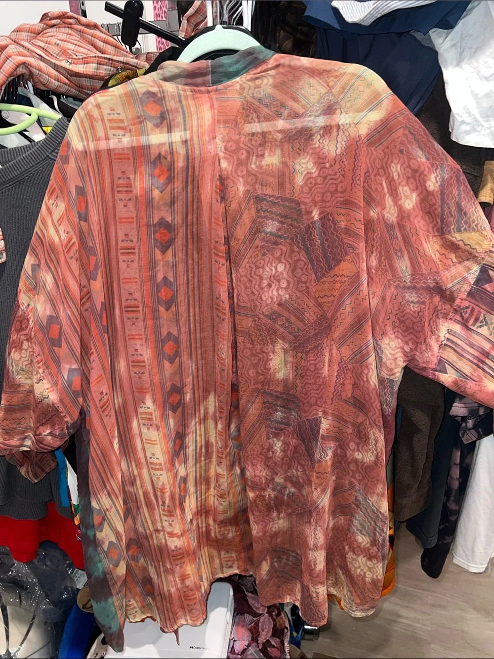 Silk 90s Kristine St RRik Uru Boho Tie-Dye Open Kimono Jacket